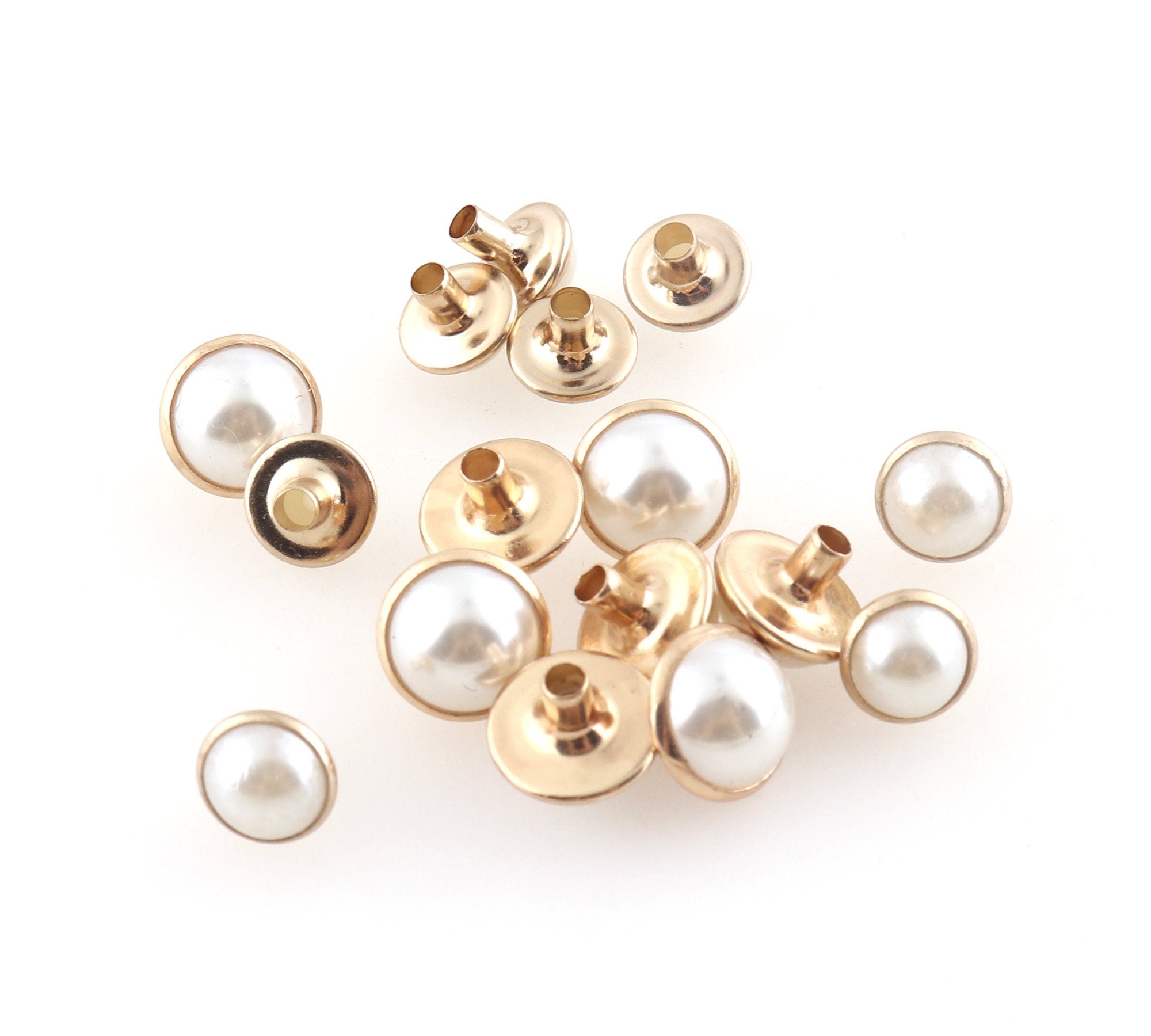 9mm/11mm Light Gold Rivet Studs Pearl Rivets Single Decorate Etsy UK