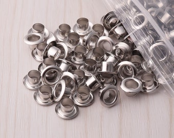 100st metalen veterringen Grommets 6mm 7mm 9mm zilver oogje Brass Grommets oogjes voor Leathercraft schoenen Canvas kleding