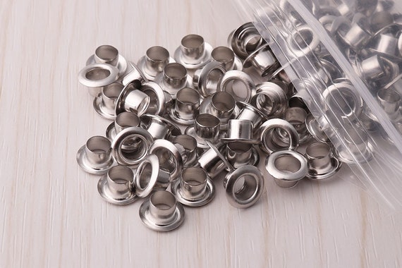 100pcs ojales metálicos Grommets 6mm 7mm 9mm plata ojales de latón ojales  para zapatos de cuero Lona ropa