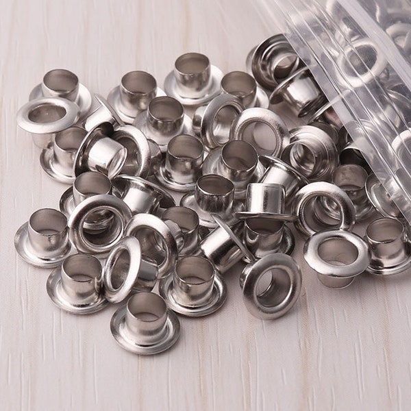 100pcs Metal eyelets Grommets 6mm 7mm 9mm Silver Eyelet Brass Grommets Eyelets For Leathercraft Shoes Canvas Clothes