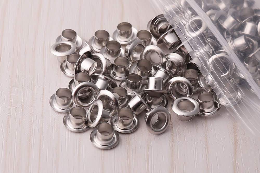Grommet 6mm Eyelet WITH Washer Gunmetal Chrome Plated Eyelets Leather Craft  Bag Shoes Belt Cap Clothing Repair-30sets 