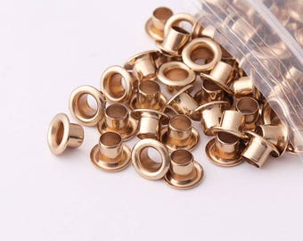 100pcs ojales OJALES 7 mm * 3 mm * 4 m m (OD * ID * altura) luz oro rosa ojal ojales para las decoraciones de ropa Boutique zapatos de lona