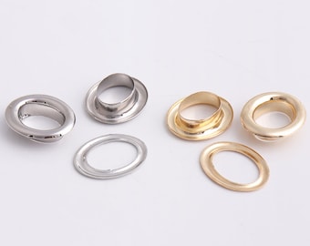 20set Silver Gold Grommets Eyelets with Washers Oval eyelets grommets Metal eyelets For Leathercraft purse hardware