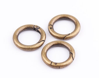 10pcs 1/2"inch(13mm) inner Spring gate ring Antique Brass gate ring spring ring clasp push gate o ring Push Snap Hooks