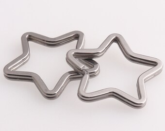 Keyring Split Key ring Star Keyrings Split Rings Flat Key rings Jump Rings Keychain keyfob ring Split Keychain Findings 10pcs