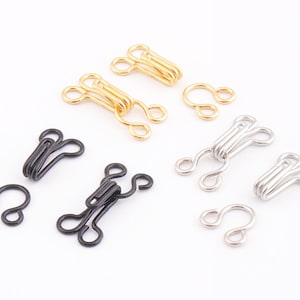 Black Bra Hook and Eye Bra Strap Sew-in Fasteners 2 Hooks 32 Mm Wide Pack  of 2 Sets 