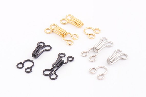 50set Metal Hook and Eyes 8mm Wide Hook and Eye Clasp Bra Hooks