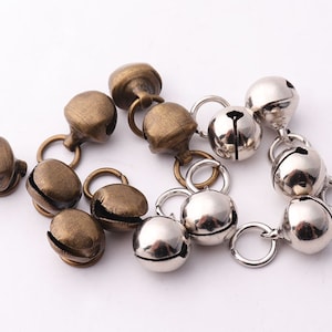 50pcs Jingle Bells with Jump Rings Charm Beads christmas bells bulk jingle bells sound bells decorative bells jewelry findings