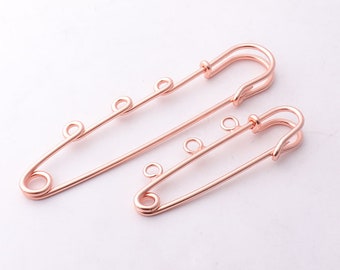 10pcs Rose gold Kilt Pins 50mm 78mm Safety Pins Shawl Pins Four Loops Safety Broochs metal safety pins Bar Pins Brooch Pin
