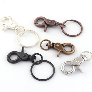 4pcs Swivel clasp with Split Keyrings Key Chain 30mm Key Rings swivel hook purse Clasp Swivel snap hook for Adding Lanyards Charms