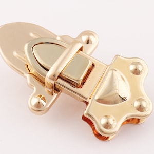 2sets gold Purse Lock Press Clasp Latch Tongue Clutch Case Bag Hardware Thumb Catch Tuck handbag lock  Hardware Repair