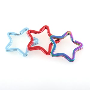 Rainbow keyring Split Key ring sky blue Star Keyrings Split Rings Flat Key rings keychain keyfob ring Split Keyring Findings