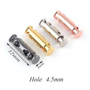 4pcs 4.5mm Metal Cord Lock Toggle Cord Stopper Cord Toggle Lock Rope Lock with spring Purse Closures or Embellishment
