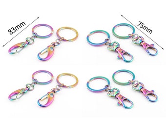 Rainbow Lobster Swivel Clasp with Split keyring Keychains Swivel snap Hook Purse clasp Trigger Clasp for Adding Lanyards Charms 2-4 PCS