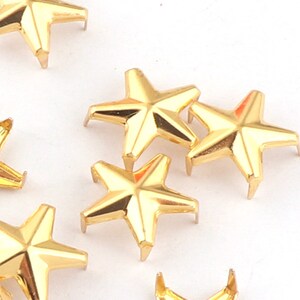 100pcs 12mmx5mm Gold Nailhead Studs Stars shape rivet studs Metal Studs Spots Nailheads Spikes with 5 Claws for Clothing Decorations Finding