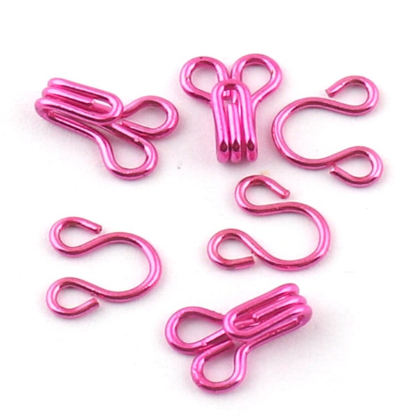 50sets Pink Hook and Eye Bra Supplies Hooks and Eyes Claps for Bra Making Dresses Shirts-7mmx10mmx8mm