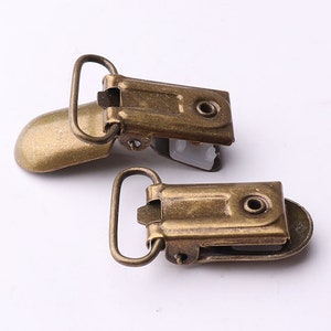 10pcs Bronze pacifier clips Dummy Clips metal suspender clips Mitten Clips Paci Holder baby pacifier clips