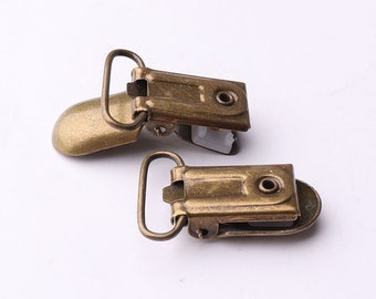 10pcs Bronze pacifier clips Dummy Clips metal suspender clips Mitten Clips Paci Holder baby pacifier clips