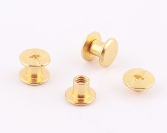 20set Gold Chicago screw 9*8mm Screw rivets Fastening Screws rivet studs screwed studs Chicago screw stud Studs Purse Screws solid screw