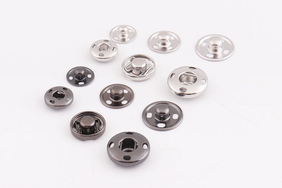 60 Sets 10mm Metal Snap Fasteners - Silver Sewing Poppers For Clothing & Leather Craft DIY