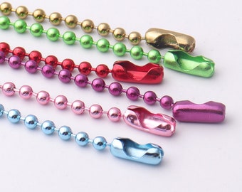 Catena della sfera con chiusura connettore 2mm gioielli di catene di palla bracciale catena 6 colore scelte di palla catena all'ingrosso catena palla catena risultati