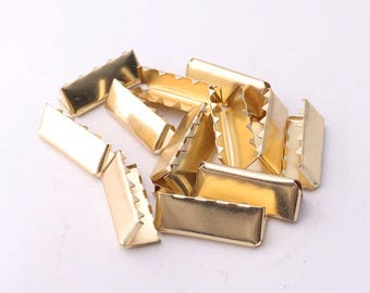 30 pcs 25mm cinta de oro cinta cinta prensado tapas de extremo de extremo de cable Crimps extremos extremos extremos extremos de las pertodas crimpados de la joyería fidding End Crimps