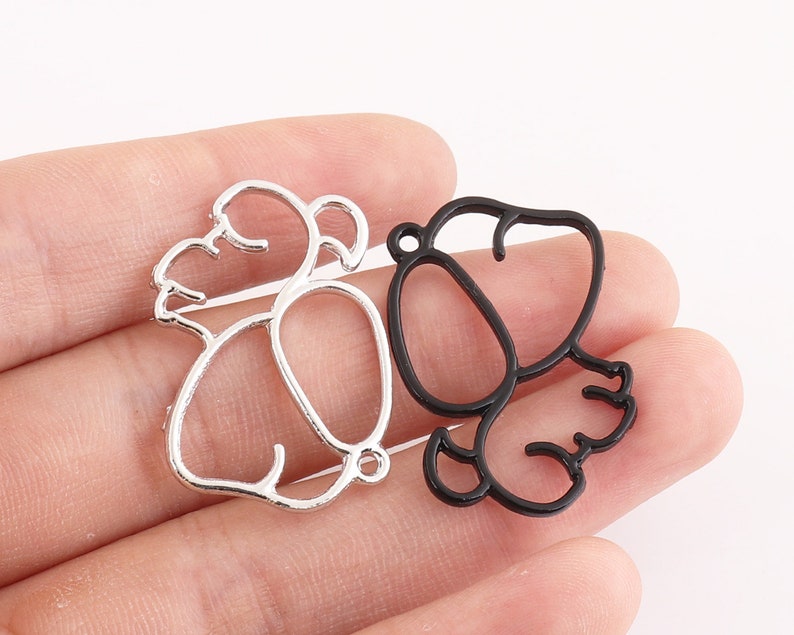 Dog pendant Metal frame pendant Charm Earring Charm Bracelet Charm Jewelry Charm Craft Supplies Pendant Findings 4pcs
