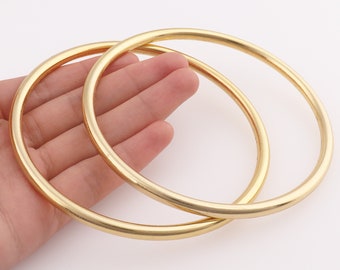 O Ring Tasche Griffe große O Ring Schnallen O Griff Geldbörse Griff Handtasche Hardware Legierung Ringe nahtlos 90mm(inner) Gold 2pcs