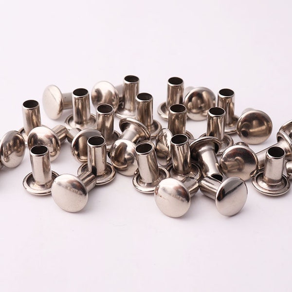 30pcs Silver Rivets 8mm(w)*9mm(h) Single Cap Rivets Rapid Rivets Studs solid rivet tubular rivets for Leathercraft