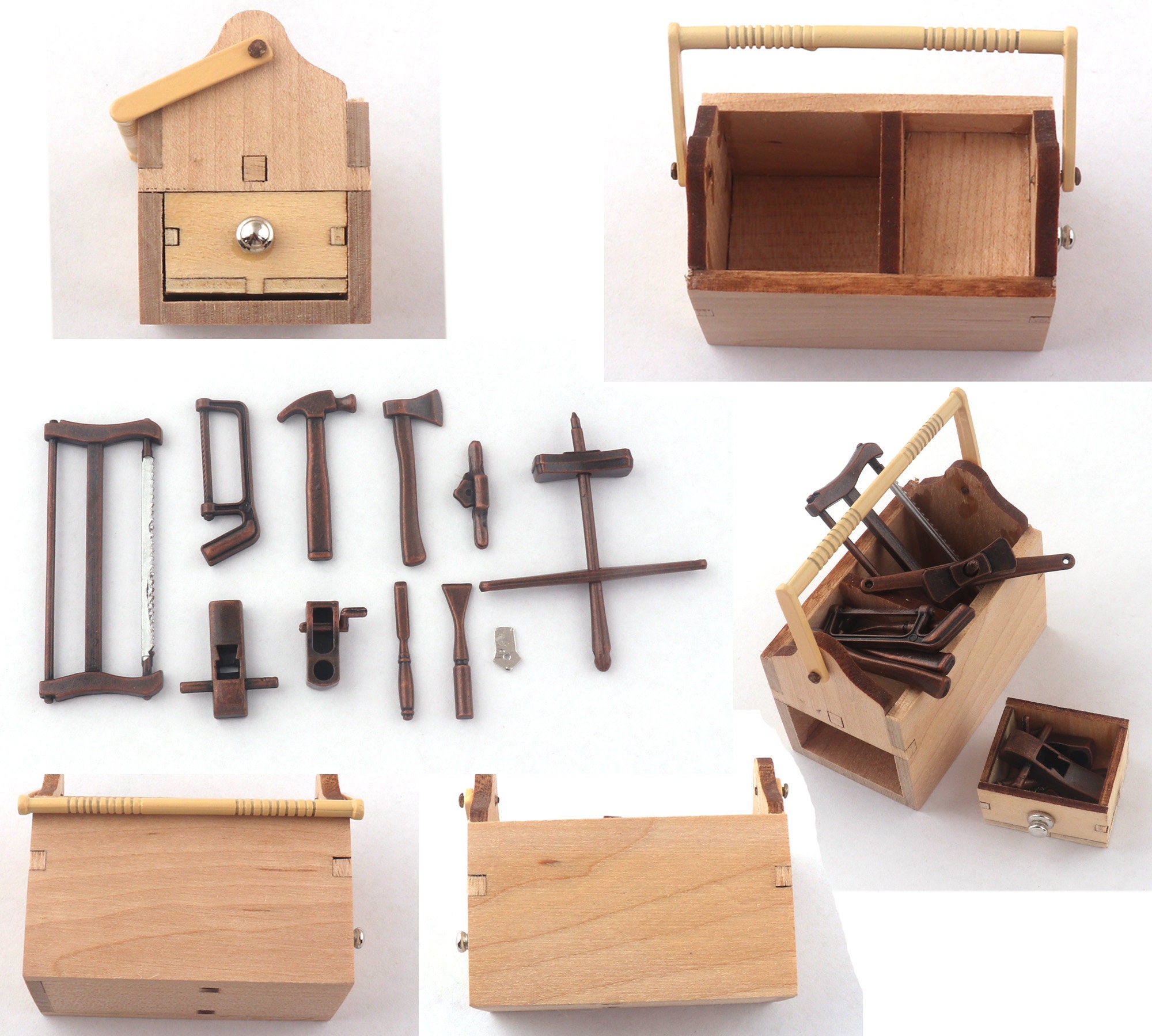 Boîte à outils miniature Modèle de boîte à outils en bois pour 1