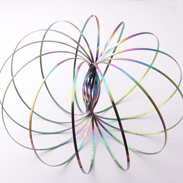 Flow Rings Rainbow/Silver kinetic ring spring arm slinky flow ring toy