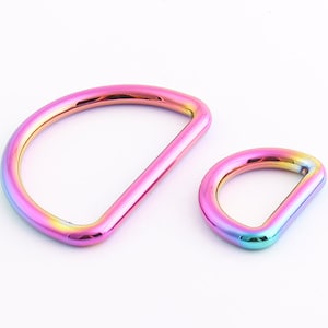 4pcs Rainbow D Rings 3/4&quot;inch(20mm) 1&quot;1/2&quot;inch(39mm) D Ring buckles Dee Rings Metal D ring Findings for Bag Belt Strap Webbing