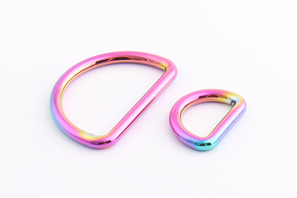 4pcs Rainbow D Rings 3/4"inch(20mm) 1"1/2"inch(39mm) D Ring buckles Dee Rings Metal D ring Findings for Bag Belt Strap Webbing