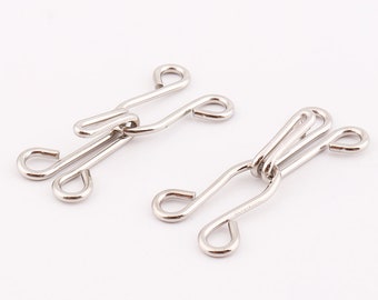 20set Large hook and eye clasp Silver hook and eyes fasteners for Dresses Shirts Bra Making