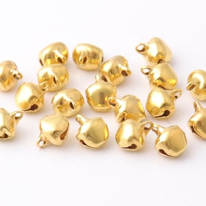 50pcs 8mm Jingle Bells gold jingle bells christmas bells Charm Beads sound bells decorative bells bulk jingle bells jewelry findings