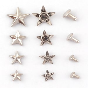 100sets Star 8.5mm 11mm 12mm 16mm Double Cap Rivets Studs for Leathercrafts | Craft Supplies DIY
