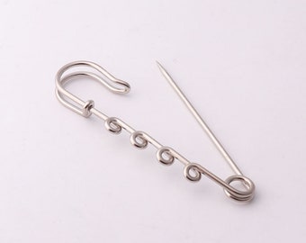 10pcs Silver Kilt Pin 64mm 76mm Safety Pins Shawl Pins Four Loops Safety Broochs metal safety pins Bar Pins Brooch Pin