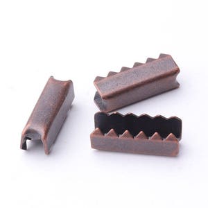 50pcs Copper Plated Ribbon Crimps Ribbon End Clamp Cord Crimps End Caps Fasteners Clasps