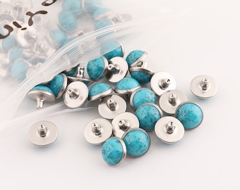 30 Sets Round Turquoise Rapid Rivets Stud for DIY Leather Craft Decoration 8.5mm 