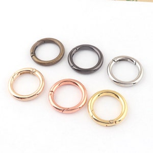 10pcs Silver,Pale gold,Gold,Rose gold,Gunmetal,Bronze spring gate ring round 1&#39;&#39;(25mm) spring ring clasp push gate o ring Push Snap Hooks