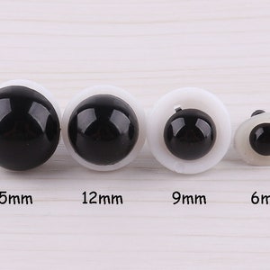 10pcs amigurumi eyes 15mm 12mm 9mm 6mm Toy Safety Eyes Round Safety Eye Plastic Eyes toy eyes Doll Eyes Come With Washers Teddy Bear eyes
