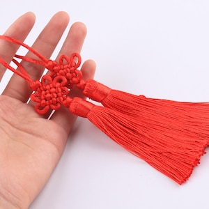 Chinese Knot Tassel Red Charms Tassel Luck Charm Tassel Flat knot tassels Jewelry Supplies Festive Ornament 175mm 4pcs