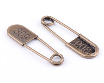 10pcs Bronze Brooch safety pins 55mm*15mm safety pins metal safety pins Bar Pins safety pin brooch