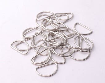 30pcs Silver D rings 5/8"(15mm) Small D-Rings buckles Jewelry Making Sewing Straps Purse Rings Strap Rings Handbag Hardware