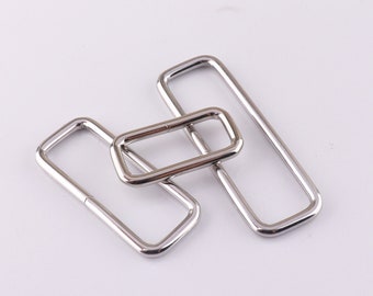 Rectangular Wire Loop Seamed Rectangular Loop Silver Slide Strap Buckle Ringfor Handbag Purse webbing 10pcs