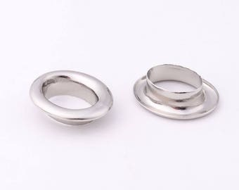 20set oogjes met ring zilver pakkingring oogje klinknagels ovale oogje Grommets grote pakkingring metalen oogjes voor kraal Cores Leathercraft