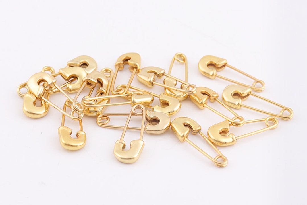 100 Mini Safety Pins 18mm GOLD Metal Sewing Dress Tag Making Art Craft  Needle