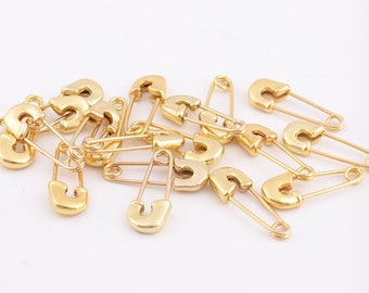 Pines de seguridad de oro 20mm * 8 mm pequeños pasadores de seguridad Joyería Joyería fabricación pines de oro pines hallazgos Fabricación Suministros encantadores pines