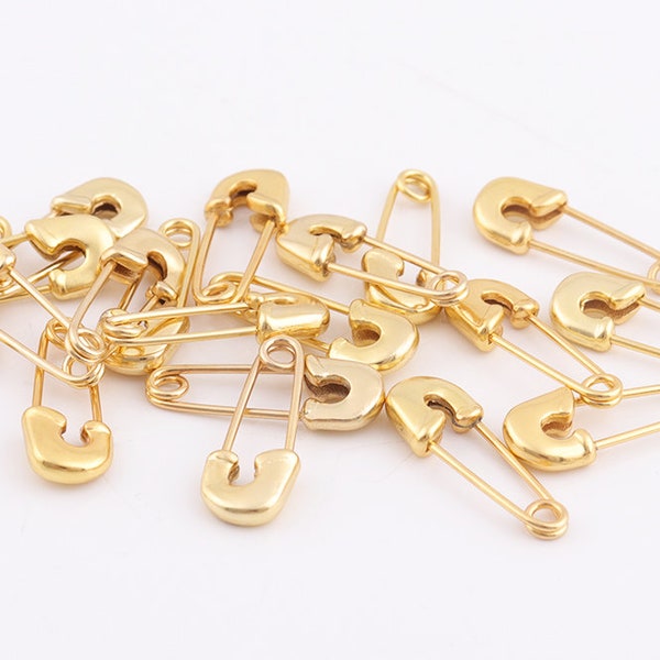 Gold safety pins 20mm*8mm small safety pins Jewelry Making Pins gold pins findings Crafting Supplies charming pins