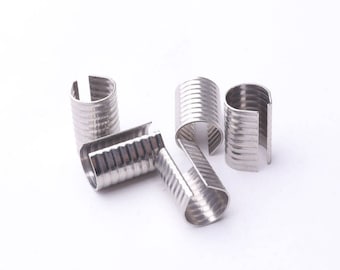 13*9mm Silver Fold Over Crimp Cord End cap without Loop Cord Tip Ribbon Crimp Ends